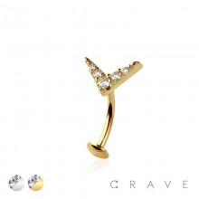 MULTI CZ V SHAPE TOP 316L SURGICAL STEEL THREADLESS FLOATING BELLY BUTTON RING